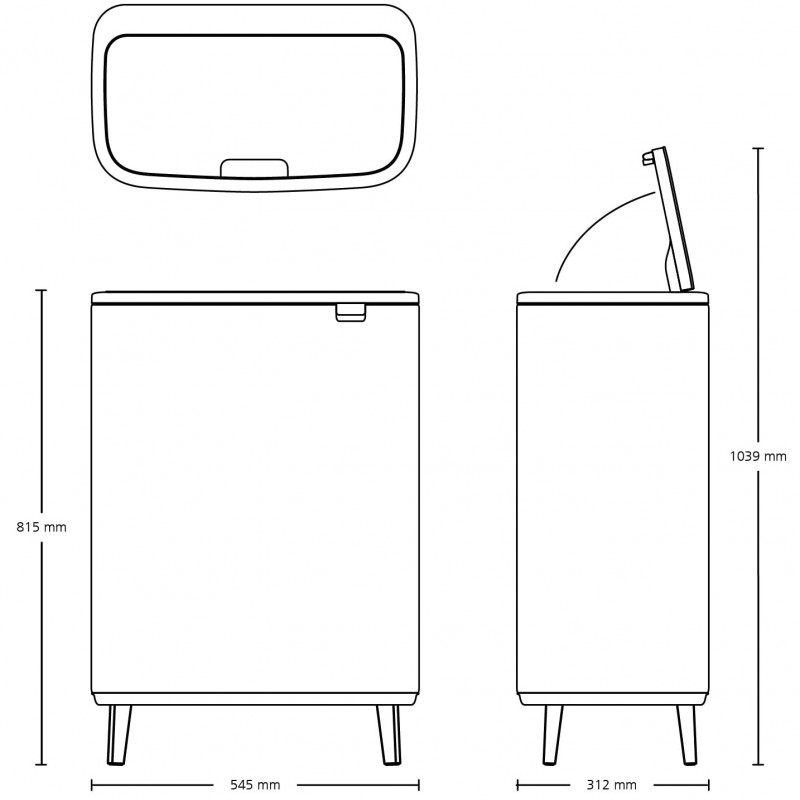 Μεταχειρισμένος: Κάδος απορριμμάτων Brabantia Bo Touch Hi 60L, Ματ Μαύρο