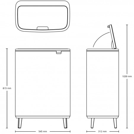 Μεταχειρισμένος: Κάδος απορριμμάτων Brabantia Bo Touch Hi 60L, Ματ Μαύρο