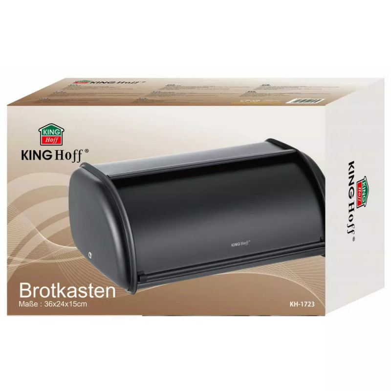 Μεταχειρισμένος: Κουτί ψωμιού Kinghoff KH 1723, 36 cm, Ελαφριά και ανθεκτικη κατασκευή, Ατσάλι, Μαύρο