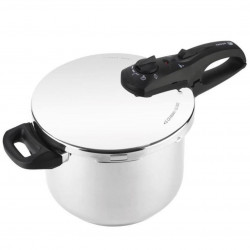 Χύτρα ταχύτητας Fagor Duo 4L, 22 εκ., 60/100 kPa, Εσωτερική σήμανση, Πυθμένας IMPAKSTEEL, 5 συστήματα προστασίας, Για επαγωγικές εστίες, Ασημί