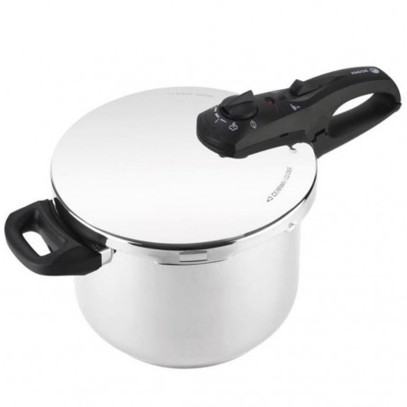 Χύτρα ταχύτητας Fagor Duo 6L, 22 εκ., 60/100 kPa, Εσωτερική σήμανση, Πυθμένας IMPAKSTEEL, 5 συστήματα προστασίας, Για επαγωγικές εστίες, Ασημί