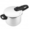 Χύτρα ταχύτητας Fagor Duo 6L, 22 εκ., 60/100 kPa, Εσωτερική σήμανση, Πυθμένας IMPAKSTEEL, 5 συστήματα προστασίας, Για επαγωγικές εστίες, Ασημί