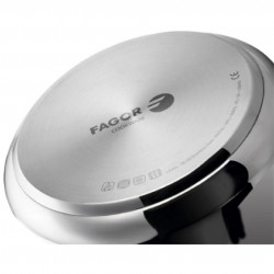 Χύτρα ταχύτητας Fagor Level, 6 λ, 90 kPa, 22 εκ, 5 μηχανισμοί ασφαλείας, πυθμένας 3 στρωμάτων, κατάλληλη για επαγωγικές εστίες, ασημί