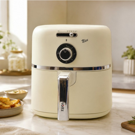 Φριτέζα θερμού αέρα Oliver Voltz Nice OV51980PR, 1500 W, 4,2 λ, 60-200 °C, χρονοδιακόπτης 60 λεπτών, αντικολλητική επίστρωση, κρεμ