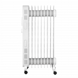 Θερμαντικό σώμα με λάδι KUMTEL KUM-1225S, 2000 W, 9 πτερύγια, 3 επίπεδα θέρμανσης, ρυθμιζόμενος θερμοστάτης, ροδάκια, λευκό