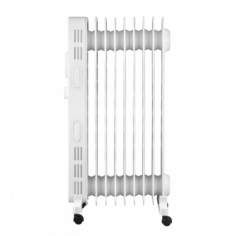 Θερμαντικό σώμα με λάδι KUMTEL KUM-1225S, 2000 W, 9 πτερύγια, 3 επίπεδα θέρμανσης, ρυθμιζόμενος θερμοστάτης, ροδάκια, λευκό