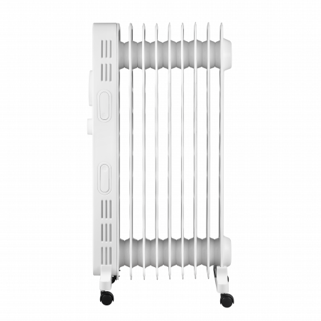 Θερμαντικό σώμα με λάδι KUMTEL KUM-1225S, 2000 W, 9 πτερύγια, 3 επίπεδα θέρμανσης, ρυθμιζόμενος θερμοστάτης, ροδάκια, λευκό