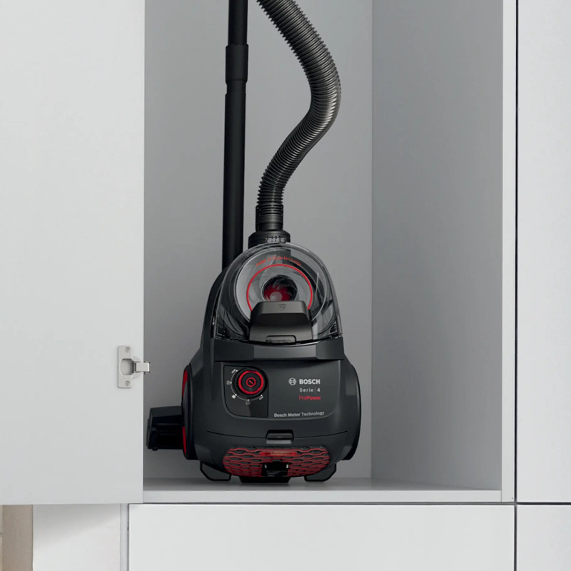 Σκουπάκι χωρίς σακούλα Bosch BGS21POW2 ProPower Series 4, 750 W, 2 λ, Power AirCycle, φίλτρο HEPA, 78 dB, Μαύρο/Κόκκινο