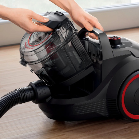 Σκουπάκι χωρίς σακούλα Bosch BGS21POW2 ProPower Series 4, 750 W, 2 λ, Power AirCycle, φίλτρο HEPA, 78 dB, Μαύρο/Κόκκινο