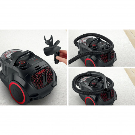 Σκουπάκι χωρίς σακούλα Bosch BGS21POW2 ProPower Series 4, 750 W, 2 λ, Power AirCycle, φίλτρο HEPA, 78 dB, Μαύρο/Κόκκινο