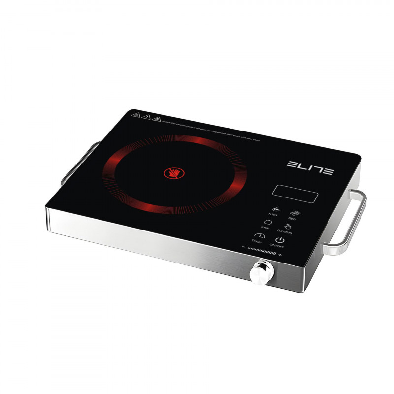 Μονή εστία υπέρυθρης ακτινοβολίας Elite EFP-1292TU, 2200 W, 20 εκ., οθόνη LED, χειριστήριο αφής, χρονοδιακόπτης, γυαλί-κεραμικό, ανοξείδωτο