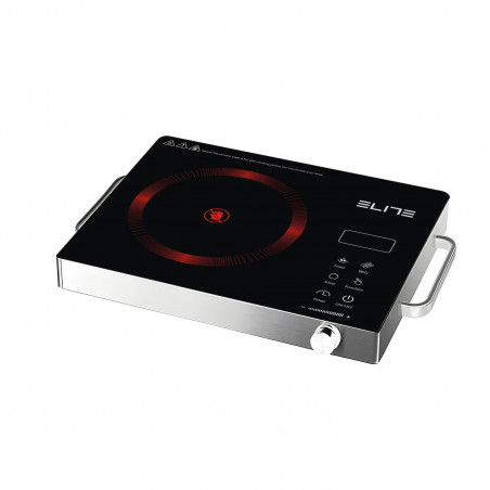 Μονή εστία υπέρυθρης ακτινοβολίας Elite EFP-1292TU, 2200 W, 20 εκ., οθόνη LED, χειριστήριο αφής, χρονοδιακόπτης, γυαλί-κεραμικό, ανοξείδωτο