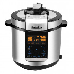 Πολυμάγειρας υπό πίεση NostroLux NL51985H6, 1000 W, 6 λ, 70 kPa, χρονοδιακόπτης 24 ωρών, 15 προγράμματα, μεγάλη οθόνη LED, χειριστήριο αφής, ανοξείδωτο