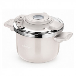 Χύτρα ταχύτητας Swiss Haus SH-PC6LCR, 6 λίτρα, 22 εκ., κατασκευή τριών στρωμάτων, δείκτης στάθμης νερού, κεραμική επίστρωση Sapphire, συμβατή με επαγωγικές εστίες, κρεμ