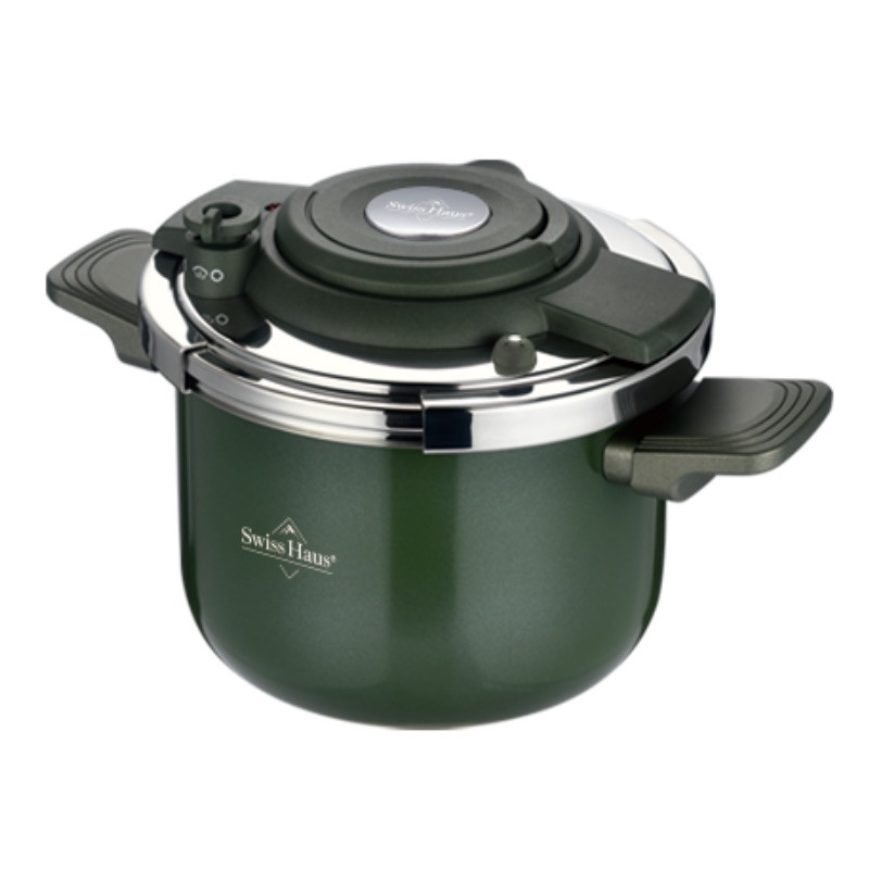 Χύτρα ταχύτητας Swiss Haus SH-PC6LG, 6 λίτρα, 22 εκ., Τριπλή κατασκευή, Δείκτης στάθμης νερού, Κεραμική επίστρωση Sapphire, Συμβατή με επαγωγικές εστίες, Πράσινο