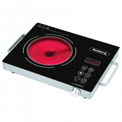 Μονή εστία υπέρυθρης ακτινοβολίας Rosberg R51445P, 2200 W, 28x36 εκ., 11 επίπεδα θερμοκρασίας, οθόνη LED, μαύρο