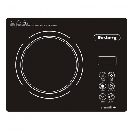Μονή εστία υπέρυθρης ακτινοβολίας Rosberg R51445P, 2200 W, 28x36 εκ., 11 επίπεδα θερμοκρασίας, οθόνη LED, μαύρο
