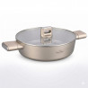 Ρηχή κατσαρόλα Swiss Haus SH-SCLC24CH, 2,8 λ, 24 εκ, κεραμική επίστρωση Sapphire, κατάλληλη για φούρνο έως 160 °C, επαγωγική εστία, χρώμα σαμπάνιας