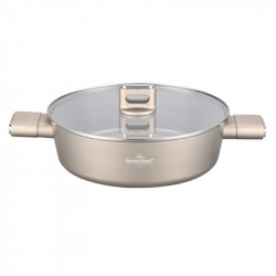 Ρηχή κατσαρόλα Swiss Haus SH-SCLC24CH, 2,8 λ, 24 εκ, κεραμική επίστρωση Sapphire, κατάλληλη για φούρνο έως 160 °C, επαγωγική εστία, χρώμα σαμπάνιας