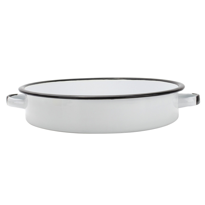 Στρογγυλό σκεύος με εμαγιέ και λαβές Rosberg R51222PR16, Ø16x4,5 εκ., Λευκό