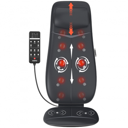 Μαξιλάρι μασάζ Σιάτσου RENPHO Neck & Back Massage Cushion - S-, 48W, 4 ζώνες, 3 επίπεδα έντασης, Θέρμανση έως 45°C, Ρυθμιζόμενο, Τηλεχειριστήριο, Μαύρο