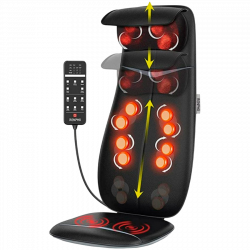 Μαξιλάρι μασάζ Σιάτσου RENPHO Neck & Back Massage Cushion - S-, 48W, 4 ζώνες, 3 επίπεδα έντασης, Θέρμανση έως 45°C, Ρυθμιζόμενο, Τηλεχειριστήριο, Μαύρο