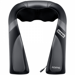 Φορητό μασάζ σιάτσου RENPHO U-Neck Go, 24W, 8 κεφαλές, 2 κατευθύνσεις, 3 επίπεδα έντασης, Θέρμανση έως 45°C, δερματίνη PU + αναπνεύσιμο ύφασμα, Μαύρο