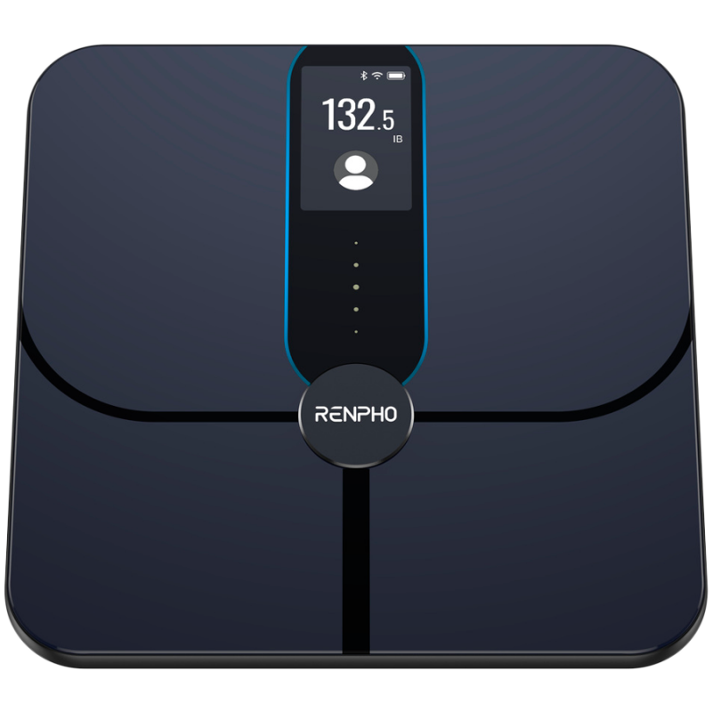 Έξυπνη ζυγαριά RENPHO Smart WiFi, Έως 180 κιλά, 13 δείκτες, Αναγνώριση χρήστη, Συγχρονισμός με εφαρμογές για κινητά, Ανάλυση βιοηλεκτρικής εμπέδησης, USB-C, Σκούρο μπλε