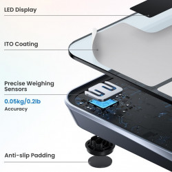 Έξυπνη ζυγαριά RENPHO Elis Chroma, Έως 180 kg, 13 ενδείξεις, LED, RGB, Wi-Fi, Bluetooth, 8 προφίλ, Αναγνώριση, Εφαρμογή για κινητά, USB-C, Χρώμιο