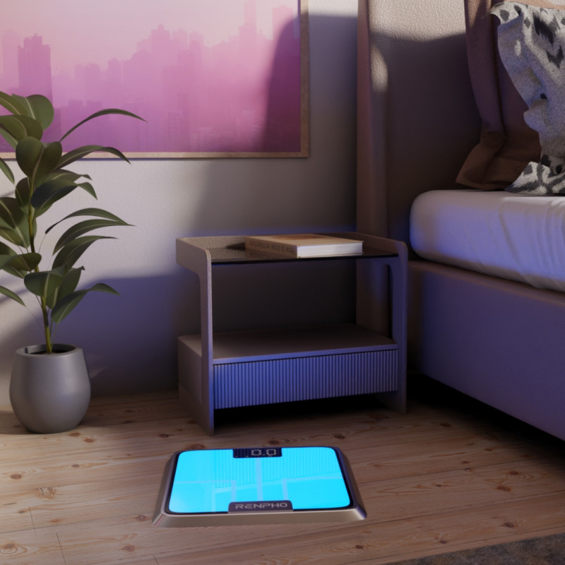 Έξυπνη ζυγαριά RENPHO Elis Chroma, Έως 180 kg, 13 ενδείξεις, LED, RGB, Wi-Fi, Bluetooth, 8 προφίλ, Αναγνώριση, Εφαρμογή για κινητά, USB-C, Χρώμιο