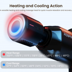 Πιστόλι μασάζ RENPHO Power+, 15 W, 150 λεπτά, 6 ταχύτητες, 1850-2600 σ.α.λ., 4 επίπεδα ψύξης/θέρμανσης, χρονοδιακόπτης, οθόνη αφής, Bluetooth, μαύρο