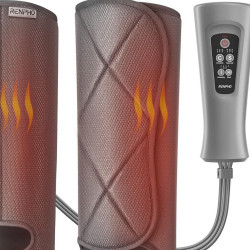Συμπιεστικό μασάζ για τα πόδια RENPHO Foot & Calf Air Massager, 24W, Θέρμανση, 3 επίπεδα, Λειτουργίες μασάζ, Μνήμη, Ένδειξη θερμοκρασίας, Προστασίες, Γκρι