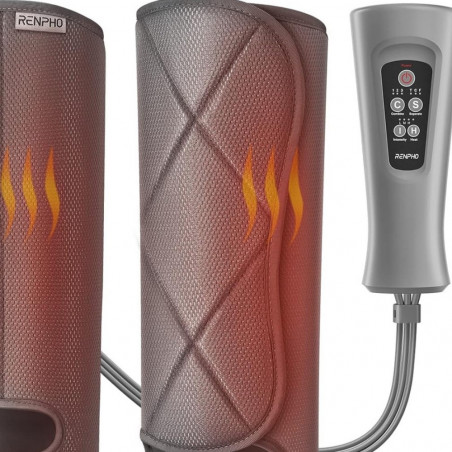 Συμπιεστικό μασάζ για τα πόδια RENPHO Foot & Calf Air Massager, 24W, Θέρμανση, 3 επίπεδα, Λειτουργίες μασάζ, Μνήμη, Ένδειξη θερμοκρασίας, Προστασίες, Γκρι