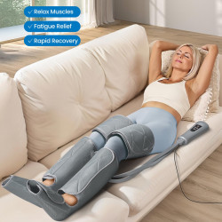 Συμπιεστικό μασάζ για τα πόδια RENPHO Foot & Calf Air Massager, 24W, Θέρμανση, 3 επίπεδα, Λειτουργίες μασάζ, Μνήμη, Ένδειξη θερμοκρασίας, Προστασίες, Γκρι