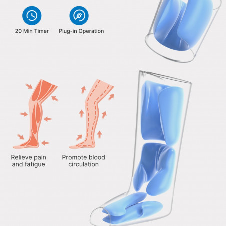 Συμπιεστικό μασάζ για τα πόδια RENPHO Foot & Calf Air Massager, 24W, Θέρμανση, 3 επίπεδα, Λειτουργίες μασάζ, Μνήμη, Ένδειξη θερμοκρασίας, Προστασίες, Γκρι