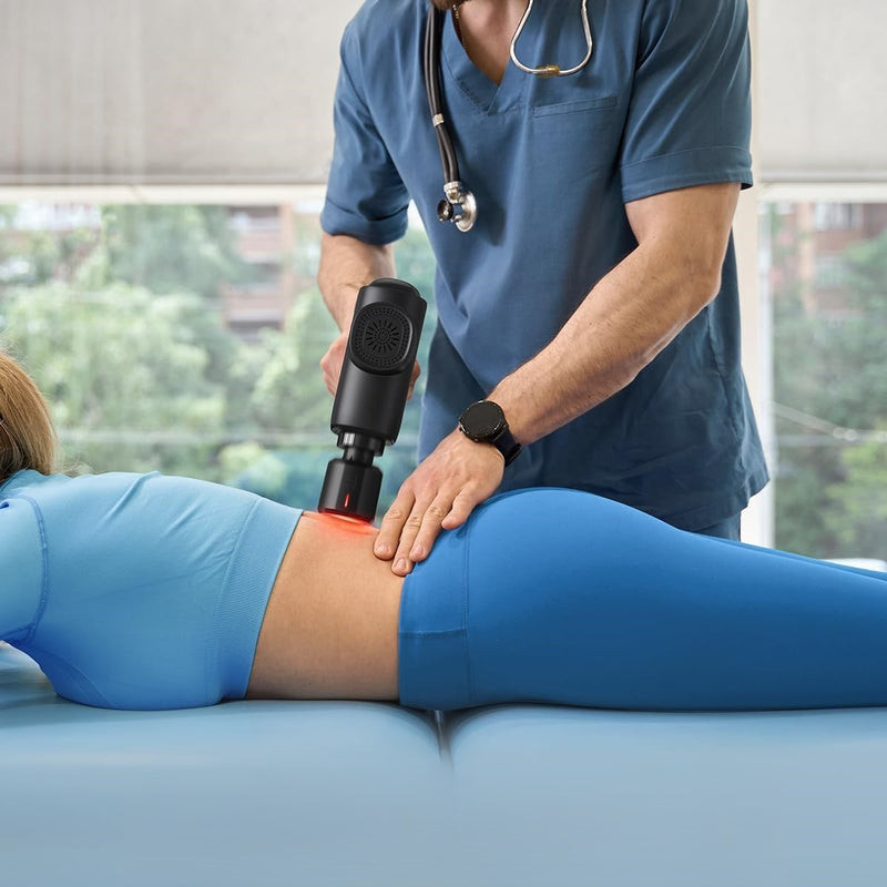 Πιστόλι μασάζ RENPHO Active ThermaCool Massage Gun, 15 W, 150 λεπτά, 5 ταχύτητες, 1800-3200 σ.α.λ., 4 επίπεδα ψύξης/θέρμανσης, χρονοδιακόπτης, συμπαγές, μαύρο