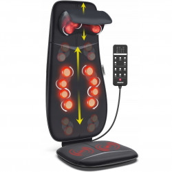 Μαξιλάρι μασάζ Σιάτσου RENPHO Neck & Back Massage Cushion - S-, 48W, 4 ζώνες, 3 επίπεδα έντασης, Θέρμανση έως 45°C, Ρυθμιζόμενο, Τηλεχειριστήριο, Μαύρο