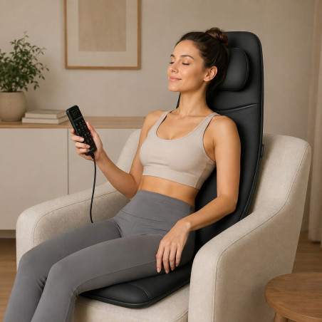Μαξιλάρι μασάζ Σιάτσου RENPHO Neck & Back Massage Cushion - S-, 48W, 4 ζώνες, 3 επίπεδα έντασης, Θέρμανση έως 45°C, Ρυθμιζόμενο, Τηλεχειριστήριο, Μαύρο