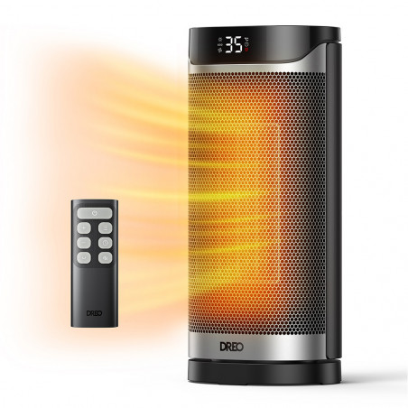 Θερμαντήρας με ανεμιστήρα DREO Solaris 619, 2000 W, 20 μ², PTC, 5 λειτουργίες, 8 επίπεδα προστασίας, χρονοδιακόπτης, τηλεχειριστήριο, περιστροφή 70°, 5-35 °C, Μαύρο/γκρι