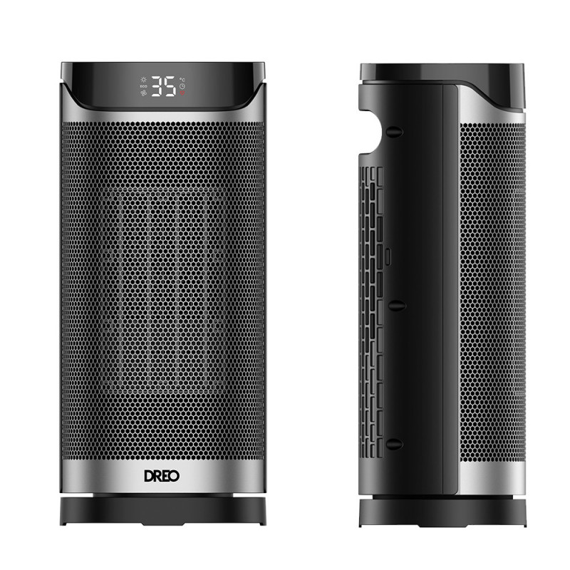 Θερμαντήρας με ανεμιστήρα DREO Solaris 619, 2000 W, 20 μ², PTC, 5 λειτουργίες, 8 επίπεδα προστασίας, χρονοδιακόπτης, τηλεχειριστήριο, περιστροφή 70°, 5-35 °C, Μαύρο/γκρι