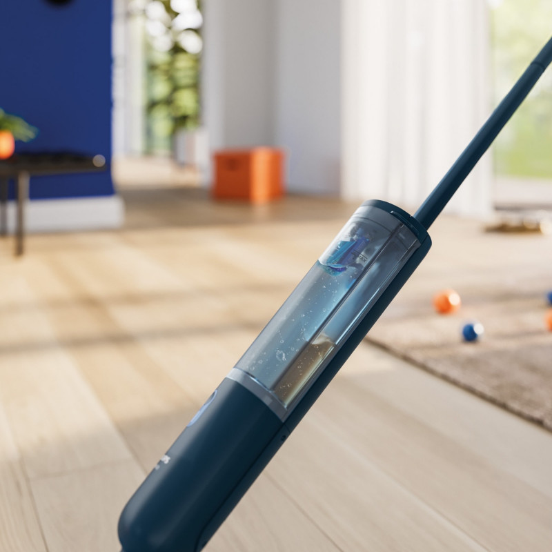 Ηλεκτρική σφουγγαρίστρα Philips OneUp 3000 XV3101/01, 50 λεπτά, 50 m², 312/270 ml, κεφαλή 360°, ενδεικτική λυχνία LED, φόρτιση μέσω USB-C, Μπλε