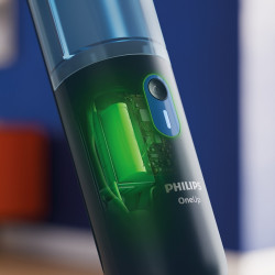 Ηλεκτρική σφουγγαρίστρα Philips OneUp 3000 XV3101/01, 50 λεπτά, 50 m², 312/270 ml, κεφαλή 360°, ενδεικτική λυχνία LED, φόρτιση μέσω USB-C, Μπλε