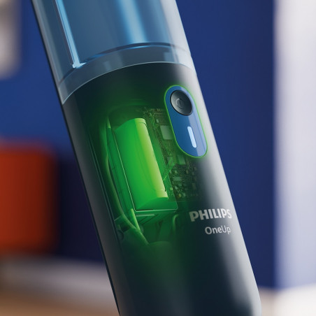 Ηλεκτρική σφουγγαρίστρα Philips OneUp 3000 XV3101/01, 50 λεπτά, 50 m², 312/270 ml, κεφαλή 360°, ενδεικτική λυχνία LED, φόρτιση μέσω USB-C, Μπλε