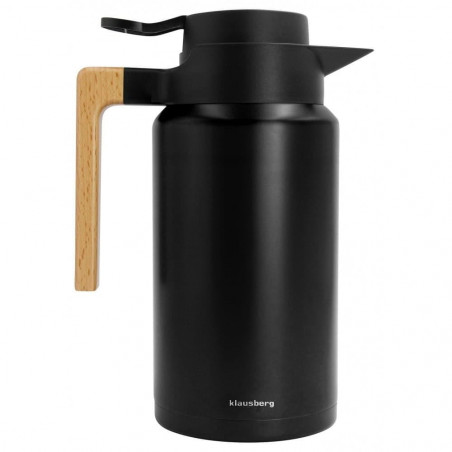 Θερμός Klausberg KB 7611, 2 λίτρα, Θερμομονωτική μόνωση, Διπλό τοίχωμα, Ερμητικό καπάκι, Ανοξείδωτο ατσάλι, Χωρίς BPA, Μαύρο