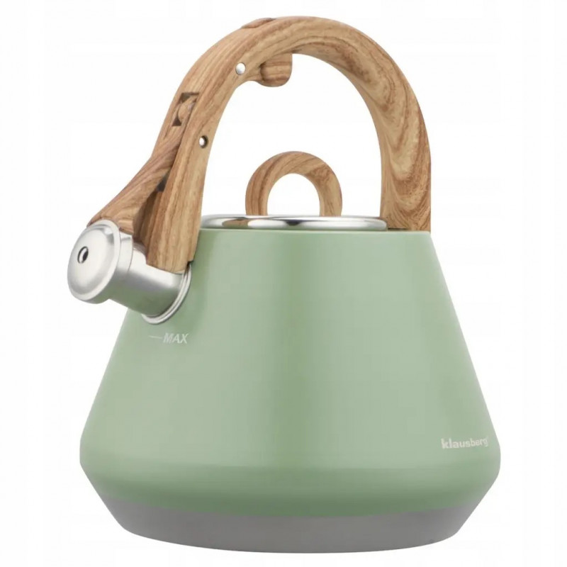 Βραστήρας με σφυρίχτρα Klausberg KB 9062, 2,5 λίτρα, Ανοξείδωτο ατσάλι, Λαβή που δεν ζεσταίνεται, Για επαγωγικές εστίες, Πράσινος