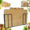 Σετ 4 ξύλινων σανίδων κοπής με βάση Kinghoff KH 2010, 28,5 × 20 εκ., με επιγραφές, από μπαμπού, μαύρες