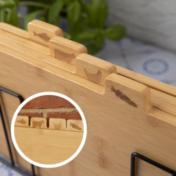 Σετ 4 ξύλινων σανίδων κοπής με βάση Kinghoff KH 2010, 28,5 × 20 εκ., με επιγραφές, από μπαμπού, μαύρες