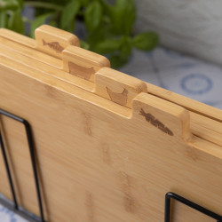 Σετ 4 ξύλινων σανίδων κοπής με βάση Kinghoff KH 2010, 28,5 × 20 εκ., με επιγραφές, από μπαμπού, μαύρες