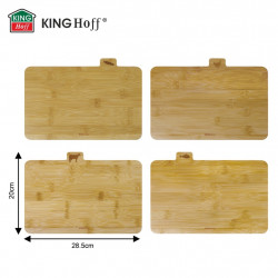 Σετ 4 ξύλινων σανίδων κοπής με βάση Kinghoff KH 2010, 28,5 × 20 εκ., με επιγραφές, από μπαμπού, μαύρες