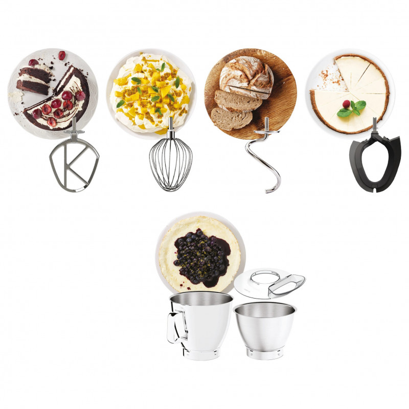 Μίξερ Kenwood Chef Baker XL KVL85.004SI, 1200 W, 2 δοχεία 5/7 λίτρα, Ηλεκτρονικός έλεγχος, Λειτουργία Pulse, EasyWeigh™, Ασημί